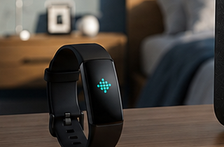 The CircuTracker health band with a teal LED.